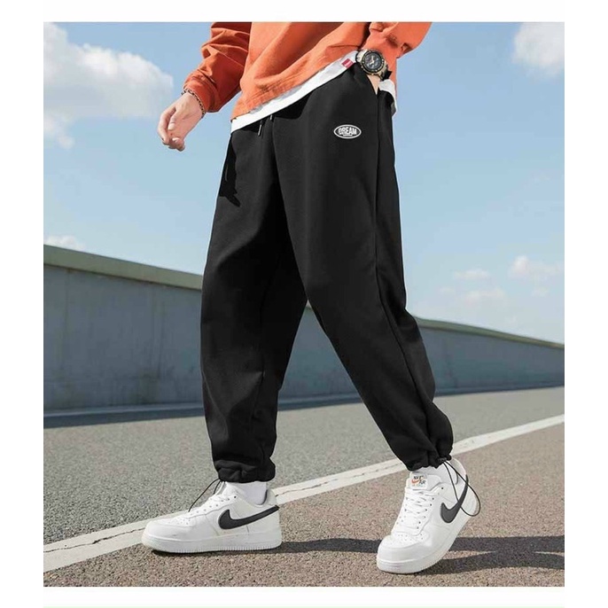 Quần jogger nỉ nam nữ unisex ống bo co dây rút form thụng ống rộng đến 70kg in DREAM