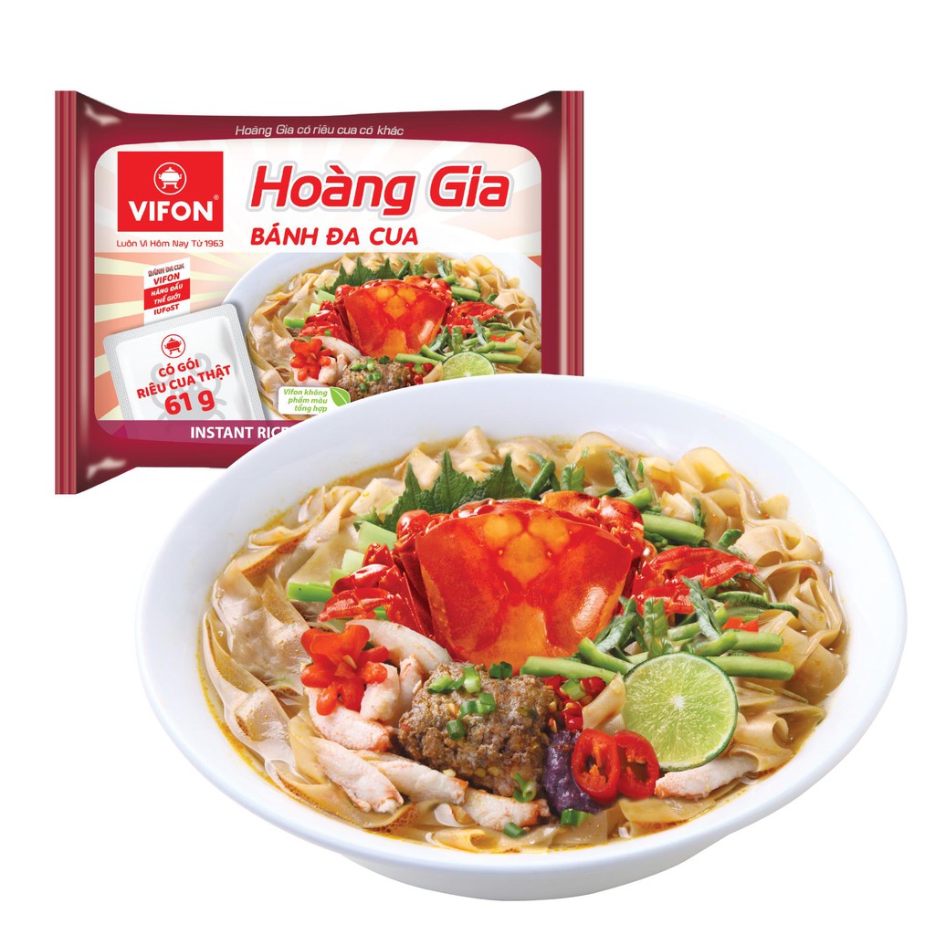Thùng 18 Gói Hoàng Gia Bánh Đa Cua 120g Vifon