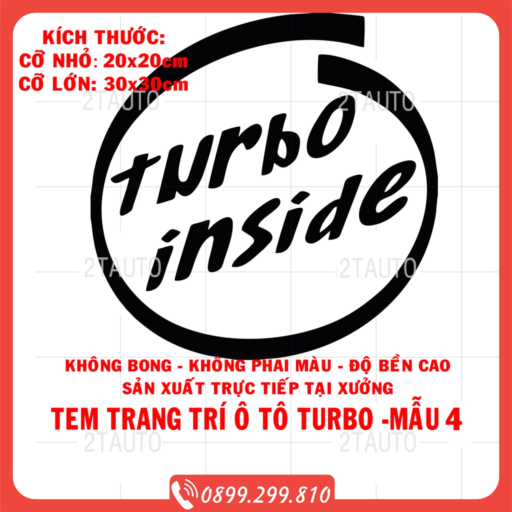 [GIÁ GỐC] Sticker chữ TURBO tem dán trang trí ô tô xe hơi chống nước, chống phai màu, mẫu mã đa dạng độc đáo - MẪU 4