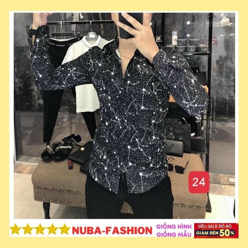 Áo sơ mi nam dài tay họa tiết,chất vải lụa,cá tính trẻ trung,NUBA 24 tcs | BigBuy360 - bigbuy360.vn