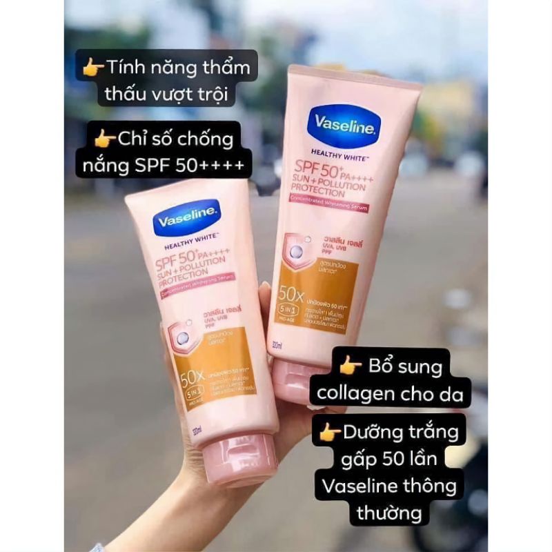 Sữa dưỡng thể trắng da chống nắng vaseline 50X Thái Lan - 320ml