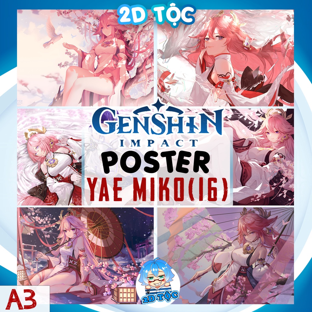 TRANH POSTER A3 GIẤY CHẤT LƯỢNG CAO YAE MIKO (16) GAME GENSHIN IMPACT  - 2D TỘC SHOP