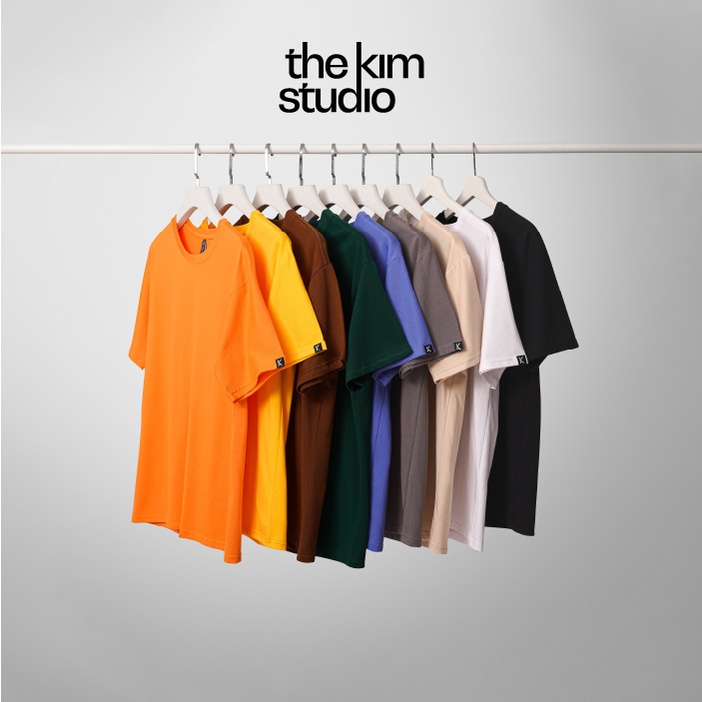 Áo phông dáng rộng oversize cotton 100% The Kim , áo thun tay lỡ phông trơn ngắn tay cổ tròn unisex nam nữ A134