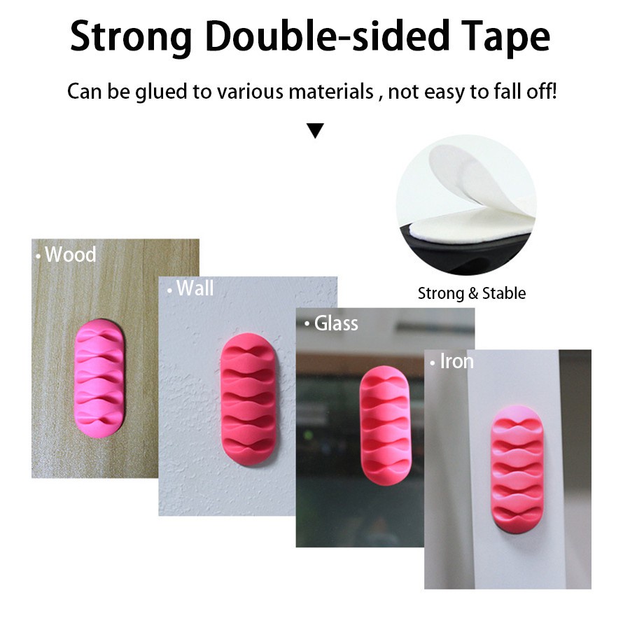 Giá Đỡ Cố Định Dây Cáp Sạc Để Bàn Bằng Silicon Tiện Lợi 5 Tặng 1