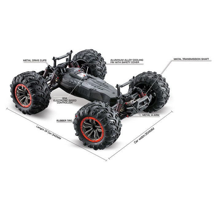 Xe Điều Khiển Địa Hình Monster Truck 9125 Size Lớn Tỷ Lệ 1/10 Chống Nước IPX4 50Km/h