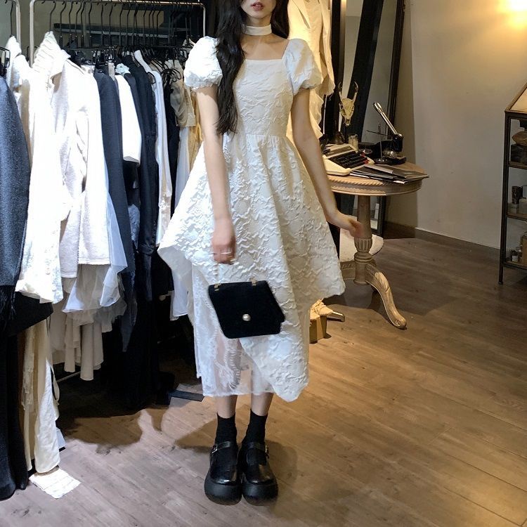 Đầm Tay Phồng Phối Ren Phong Cách Pháp Thời Trang Hè Trẻ Trung