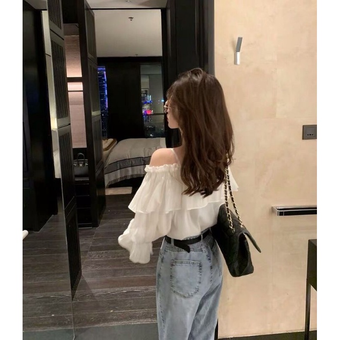 Áo Rớt Vai Tay Dài 2 Dây Bèo Vai Xinh Xắn (Mã N4224)