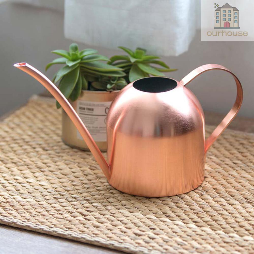 Rose Gold Small Watering Can kettle Helps You Water Tiny House Plants, Succulents, Bonsai or Herb Gardens - Steel Plant Waterer for Miniature Flower Pots - 17 Oz