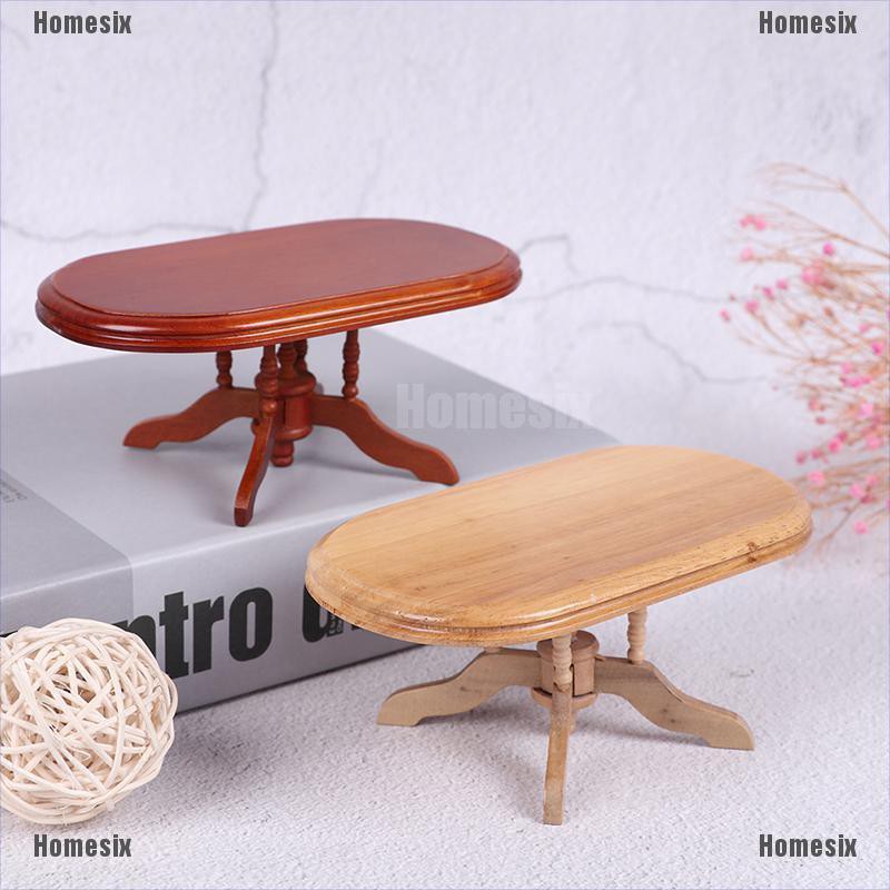 [HoMSI] 1:12 Dollhouse Miniature Furniture Wooden Dining Table Doll House Decoration Toy SUU