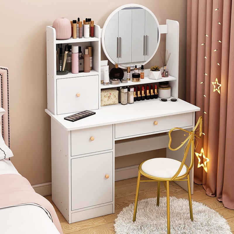 Bàn trang điểm phòng ngủ hiện đại tối giản kiểu Bắc Âu tủ tích hợp cách lưới màu đỏ nhỏ < | BigBuy360 - bigbuy360.vn