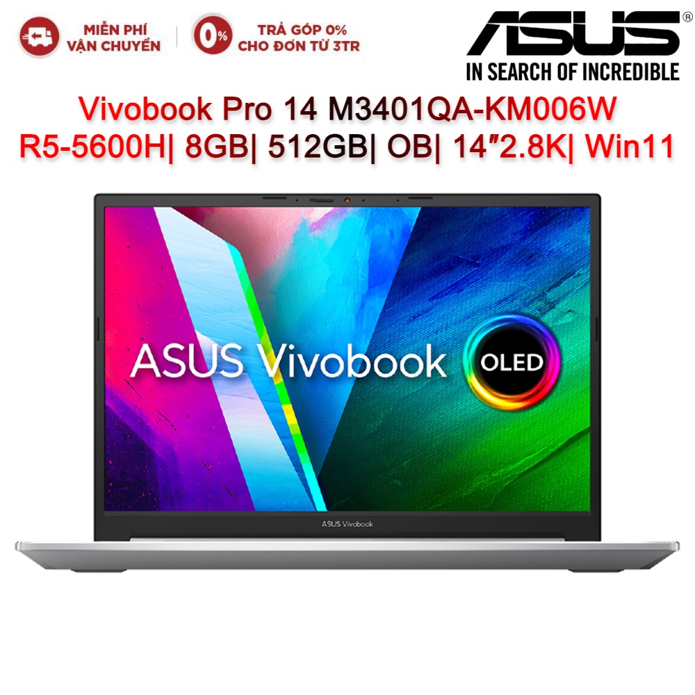 Laptop ASUS Vivobook Pro 14 M3401QA-KM006W R5-5600H| 8GB| 512GB| OB| 14″2.8K| Win11