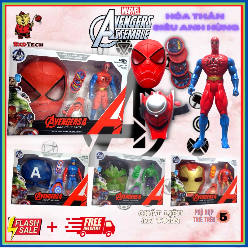 Mặt nạ trẻ em, đồ chơi nhập vai siêu anh hùng Marvel 3 in 1 Redtech.