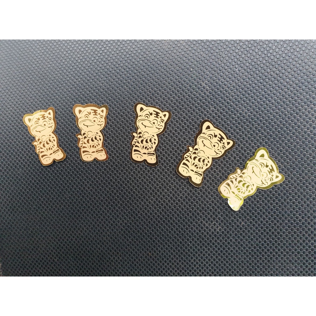 Miếng dán Tiểu Hổ mạ vàng 24k cầu sự thịnh vượng may mắn