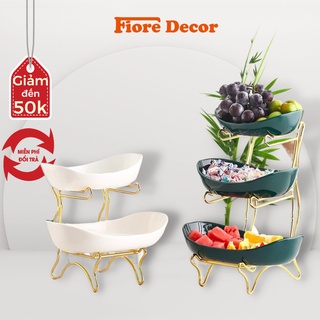 Khay đựng hoa quả, đĩa đựng hoa quả bằng sứ cao cấp nhiều tầng Fiore