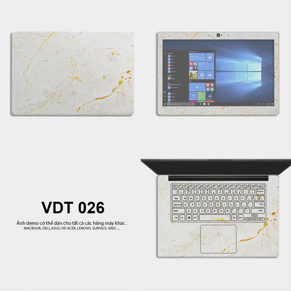 Bộ skin dán laptop mẫu Vân Đá / Có mẫu decal dán cho tất cả các hãng máy tính