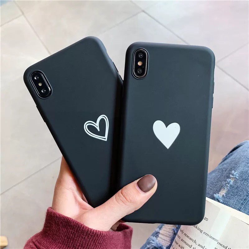 Ốp TPU dẻo đen in hình họa tiết trái tim lên máy cực sang Đủ mã Iphone 6/6plus/6splus/7/8/7plus/8plus/x/xs/xsmax