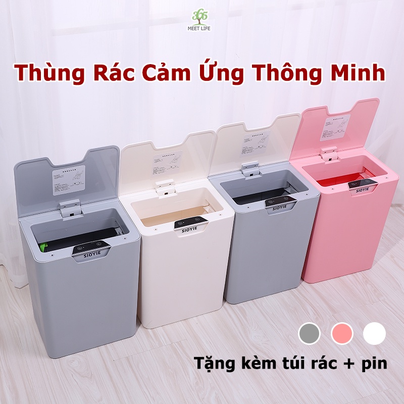 Thùng rác cảm ứng tự động có nắp đậy, thùng rác thông minh thiết kế hiện đại, tiện lợi [BẢO HÀNH 12 THÁNG]_hàng chuẩn
