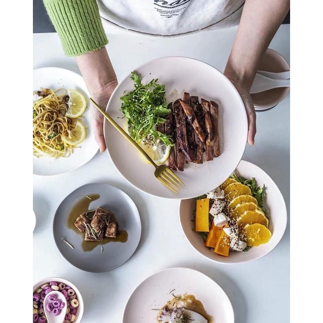 Bộ bát đĩa Ceylon Island mix 3 màu hồng nâu trắng cao cấp 46món, 20,28,38 món và 12 món