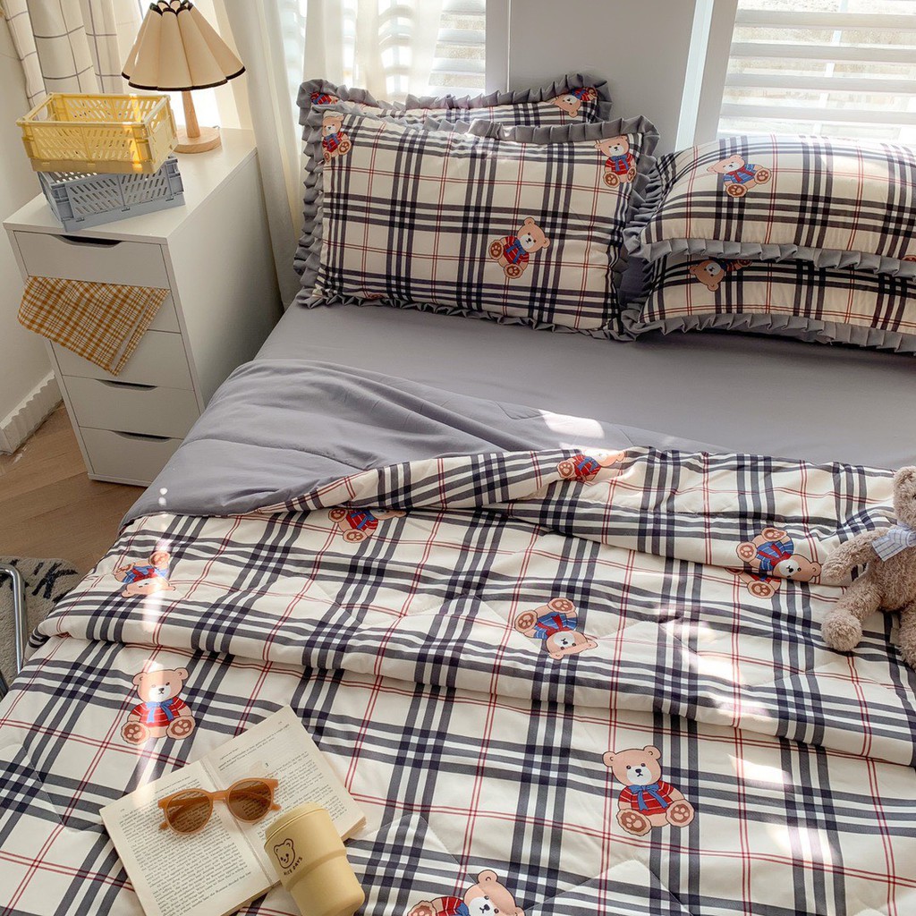 [LOẠI 1] Bộ chăn ga gối ga giường cotton đũi bèo ngắn, đũi bèo Nhật chăn trần hè mới nhất-Ngân Khánh Bedding drap giường
