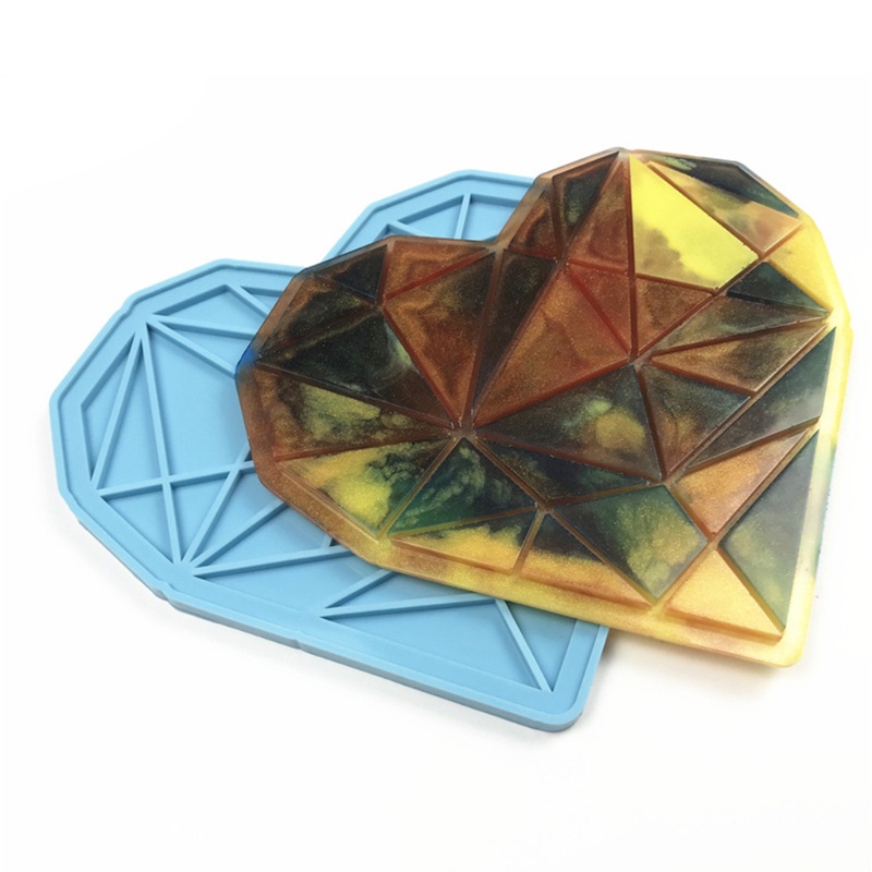 Bộ 2 Khuôn Silicone Hình Trái Tim / Lông Vũ Dùng Làm Đồ Trang Trí DIY