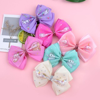 Kẹp tóc đính nơ hình ngựa kỳ lân đáng yêu cho bé gái