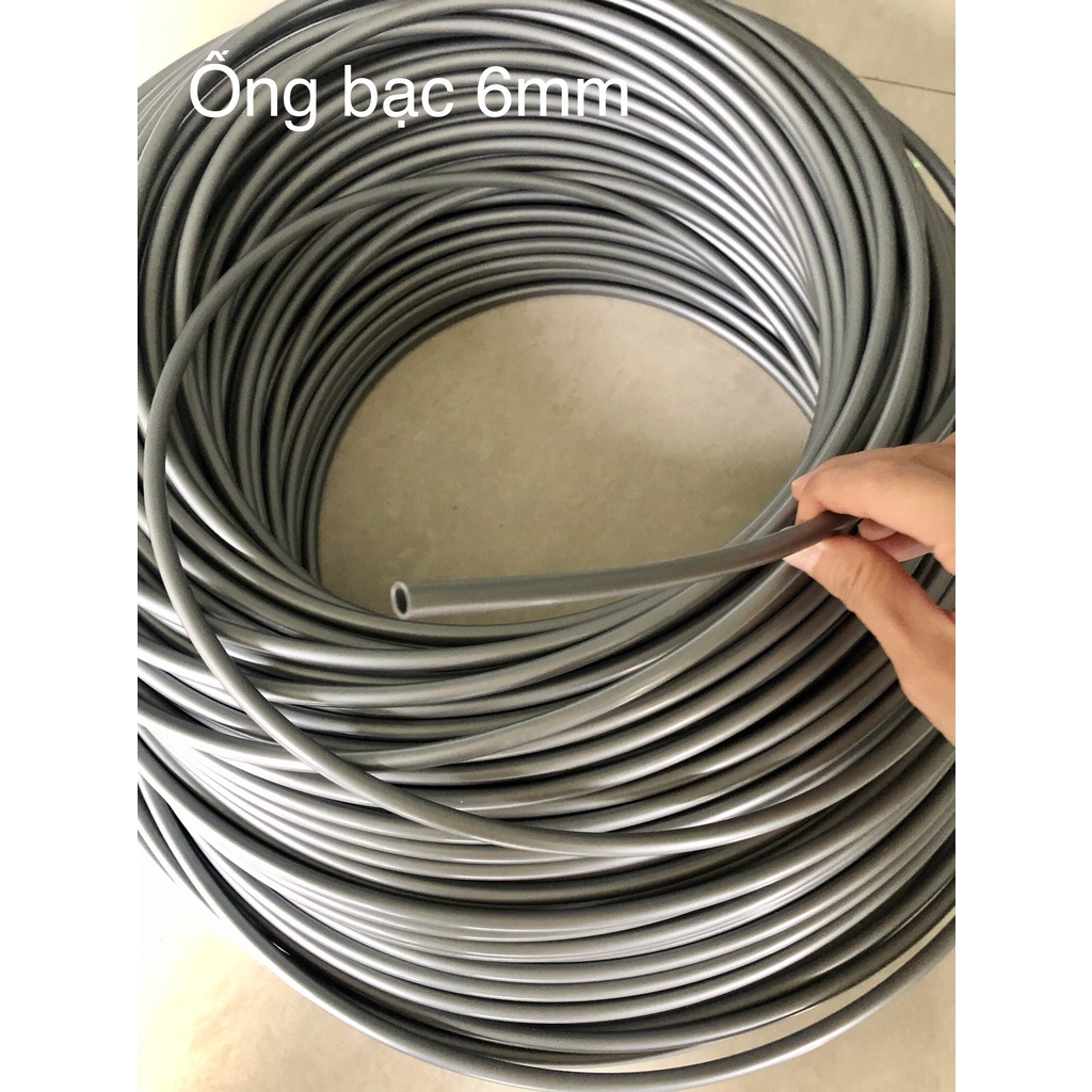 Bộ 10m Ống LDPE tưới cây 6mm - 6li  màu bạc loại tốt 100% nhựa nguyên sinh - BH 5 năm