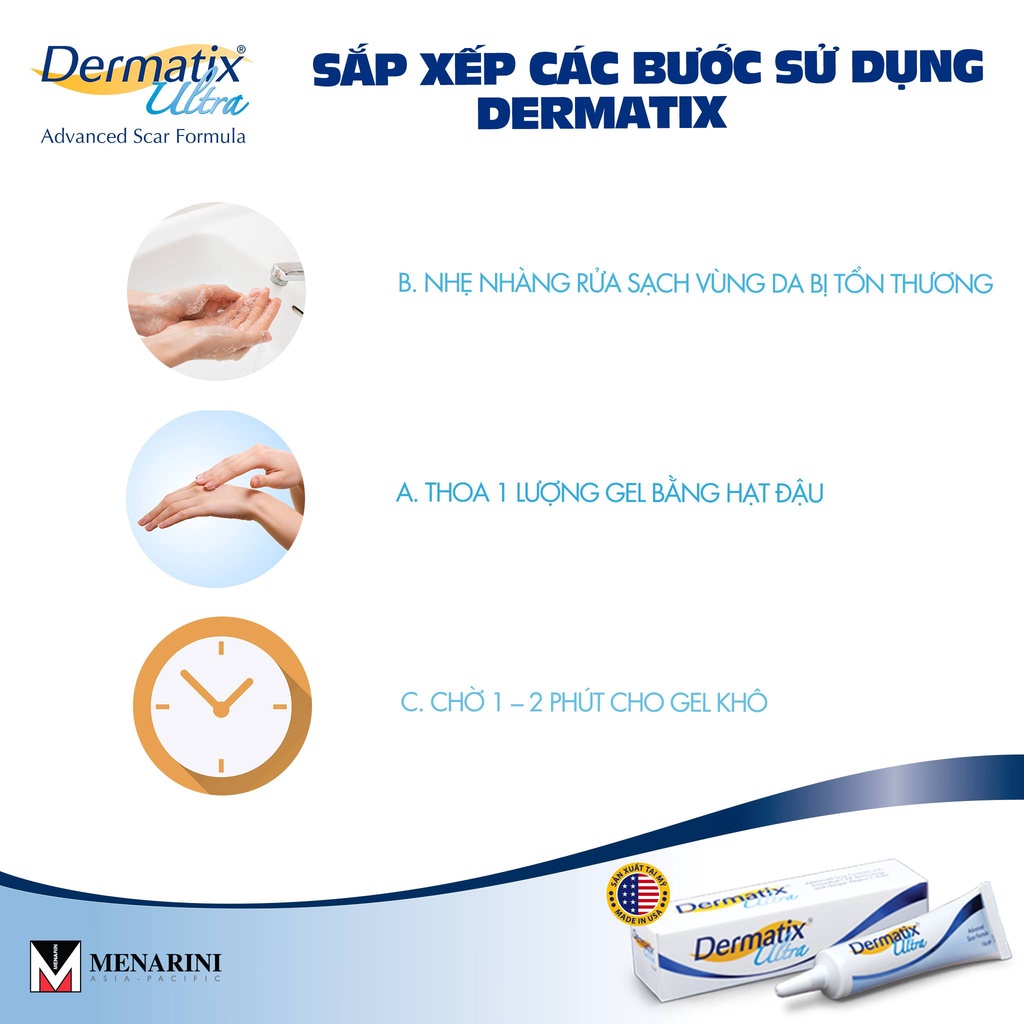 [CHÍNH HÃNG] Gel bôi làm mờ sẹo Dermatix Ultra Advanced Scar Formula giảm sẹo lồi, sẹo phì đại, sẹo mổ [dematix, derma]