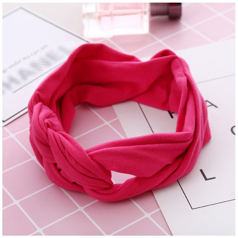 Băng buộc đầu cotton co dãn màu trơn cho bé gái