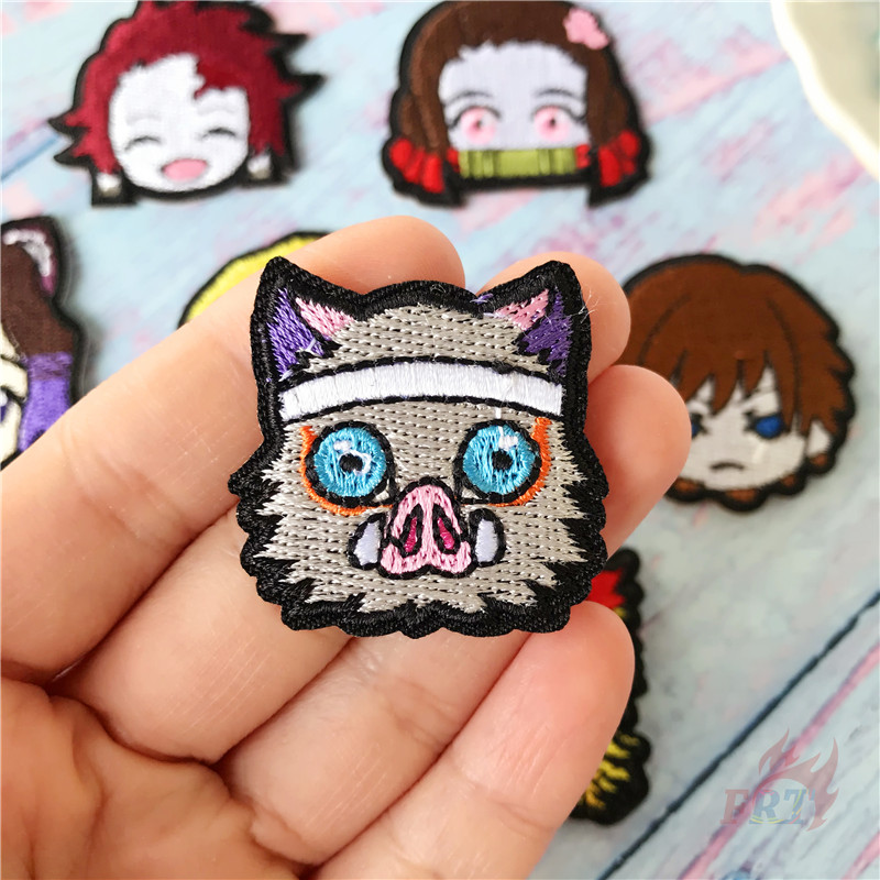 ☸ Miếng Dán Ủi Thêu Họa Tiết Hoạt Hình Demon Slayer Series 04 - Little Head-On ☸ 1 Huy Hiệu Cài Áo Hình Kamado Tanjirou / Kamado Nezuko
