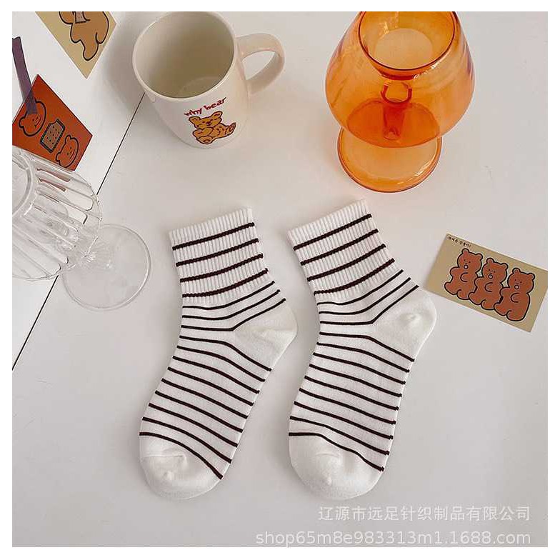 Tất nữ cổ cao dễ thương In hình gấu Vớ cao cổ nữ Cute Chất cotton