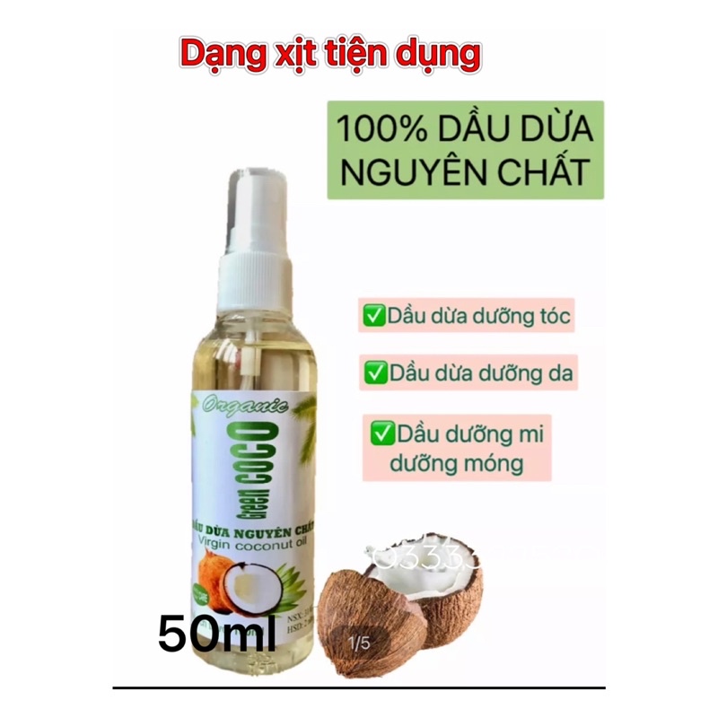 Dầu dừa 50ml nguyên chất cực thơm mềm tóc coco dạng xịt100% Nguyên Chất