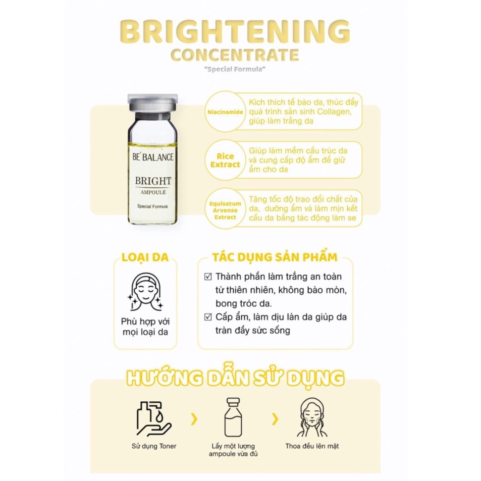 Tinh chất dưỡng da chuyên sâu Brightening Ampoule Bebalance 10ml màu vàng dành cho da nám - Út store