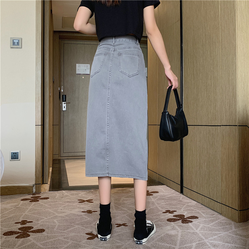 Xiaozhainv Chân váy denim xẻ tà thời trang Hàn Quốc cho nữ | BigBuy360 - bigbuy360.vn