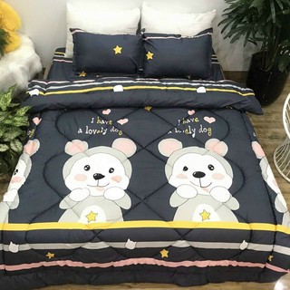 Chăn Bông Siêu Nhẹ Hàn Quốc Êm Ái, Ấm Áp Kích Thước 1m8x2m Bông Gòn Tự Nhiên Mẫu CHÚ GẤU GHI