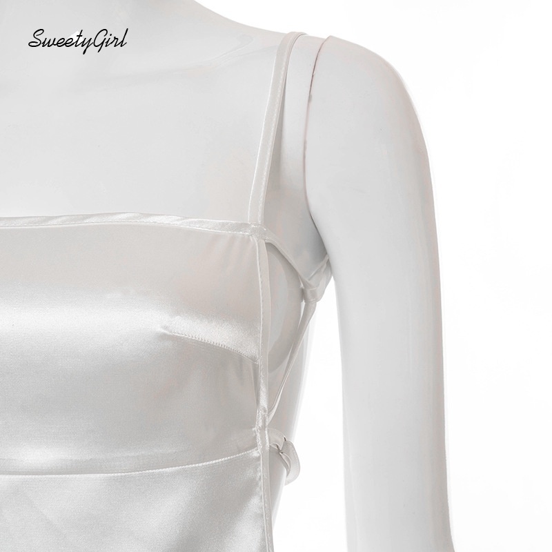 Đầm mini hai dây hở lưng màu trơn thời trang quyến rũ dành cho nữ