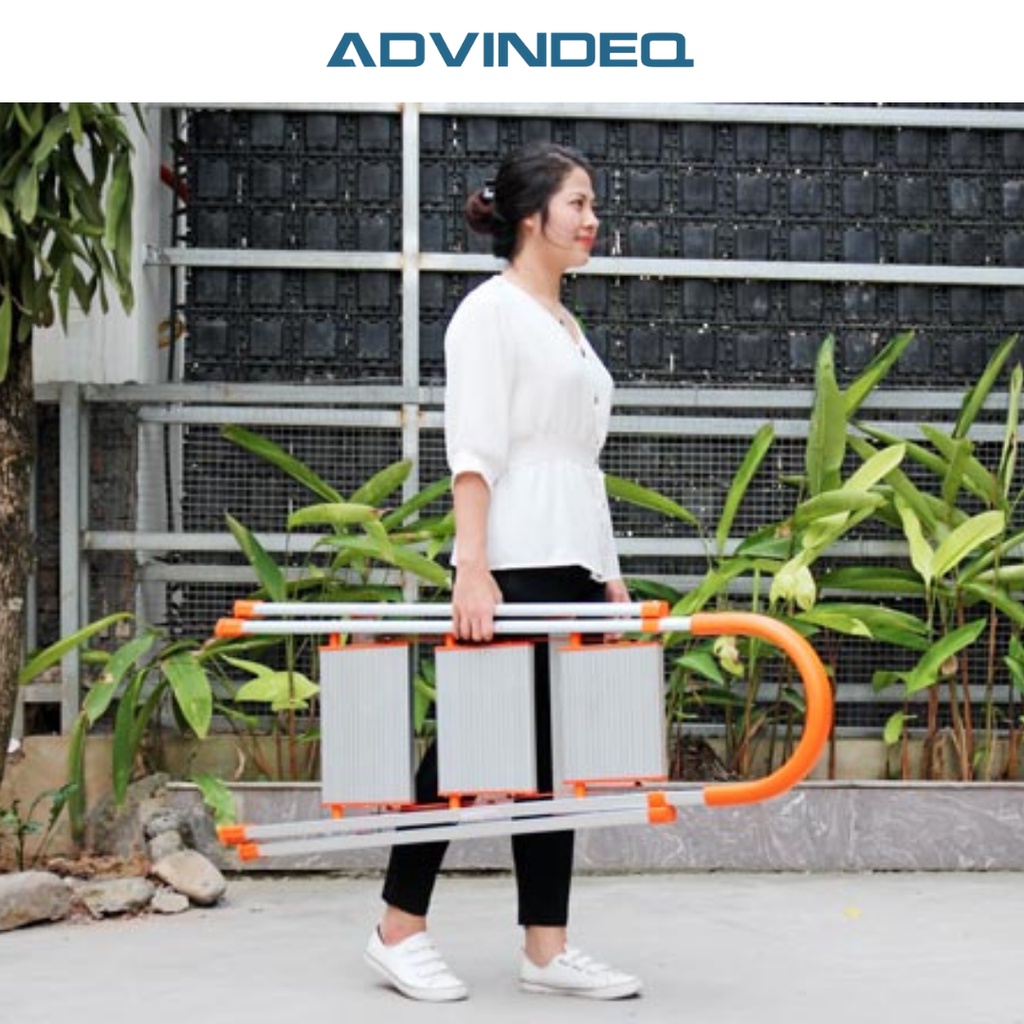 Thang nhôm ghế 3 bậc xếp gọn ADVINDEQ ADS-703, tải trọng 150kg, bảo hành 24 tháng toàn quốc