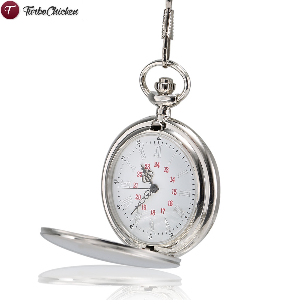 Đồng hồ bỏ túi bằng bạc phong cách cổ điển kèm dây xích dành cho nam và nữ