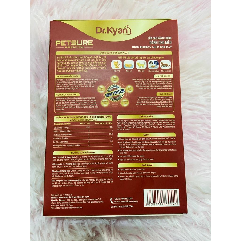 [Cao Cấp] Sữa cho mèo PETSURE 110g thức ăn cho mèo Dr.Kyan