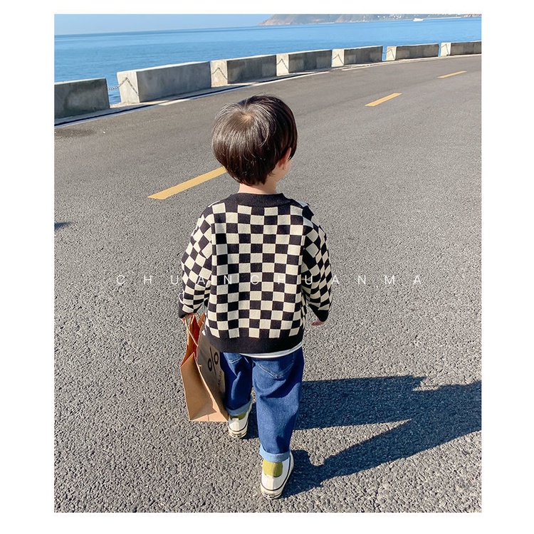 [Babycat Hàng Có Sẵn Bán Chạy Áo Khoác Cardigan Dệt Kim Phong Cách Nhật Bản Hàn Quốc Mùa Xuân Thu Xuân Thu Mỏng Cỡ Nhỏ Cho Bé Trai