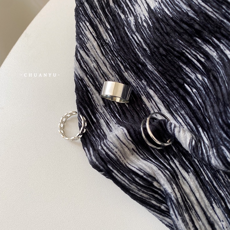 Bộ Nhẫn Đeo Tay Kim Loại Bóng Thời Trang Cho Nam Nữ