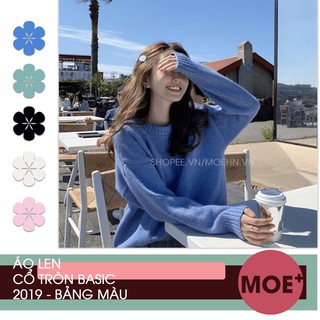 Áo len đan basic cổ tròn 2019