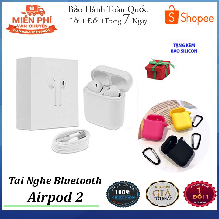 Tai Nghe Không Dây Airpod 2 Chuẩn 1:1 AirPods 2 Cảm Biến Tự Động Kết Nối Tặng Kèm Bao Da Silicon | BigBuy360 - bigbuy360.vn