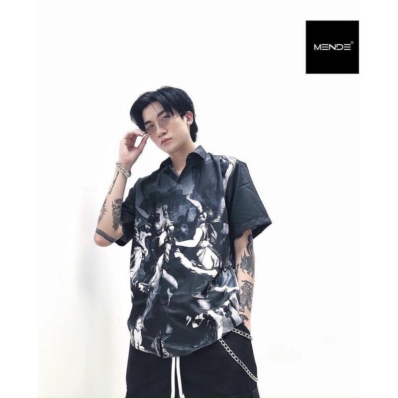 Áo sơmi hoạ tiết tranh Hy Lạp 2 cổ vest #MENDE# | BigBuy360 - bigbuy360.vn