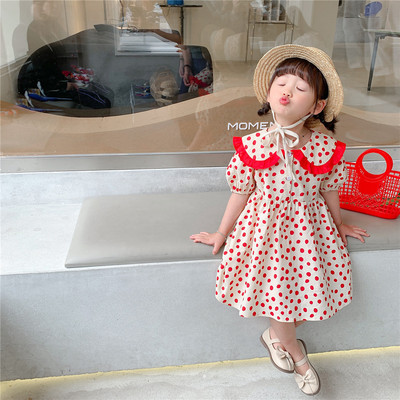 Đầm tay phồng họa tiết chấm bi xinh xắn cho bé gái