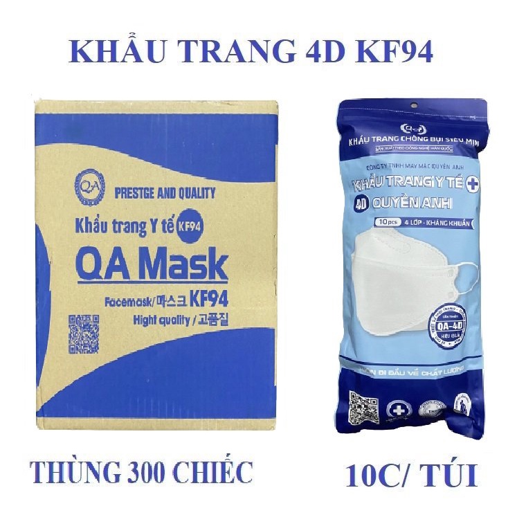 THÙNG 300 CHIẾC KHẨU TRANG CÁ 4D KHÁNG KHUẨN ÔM SÁT MẶT