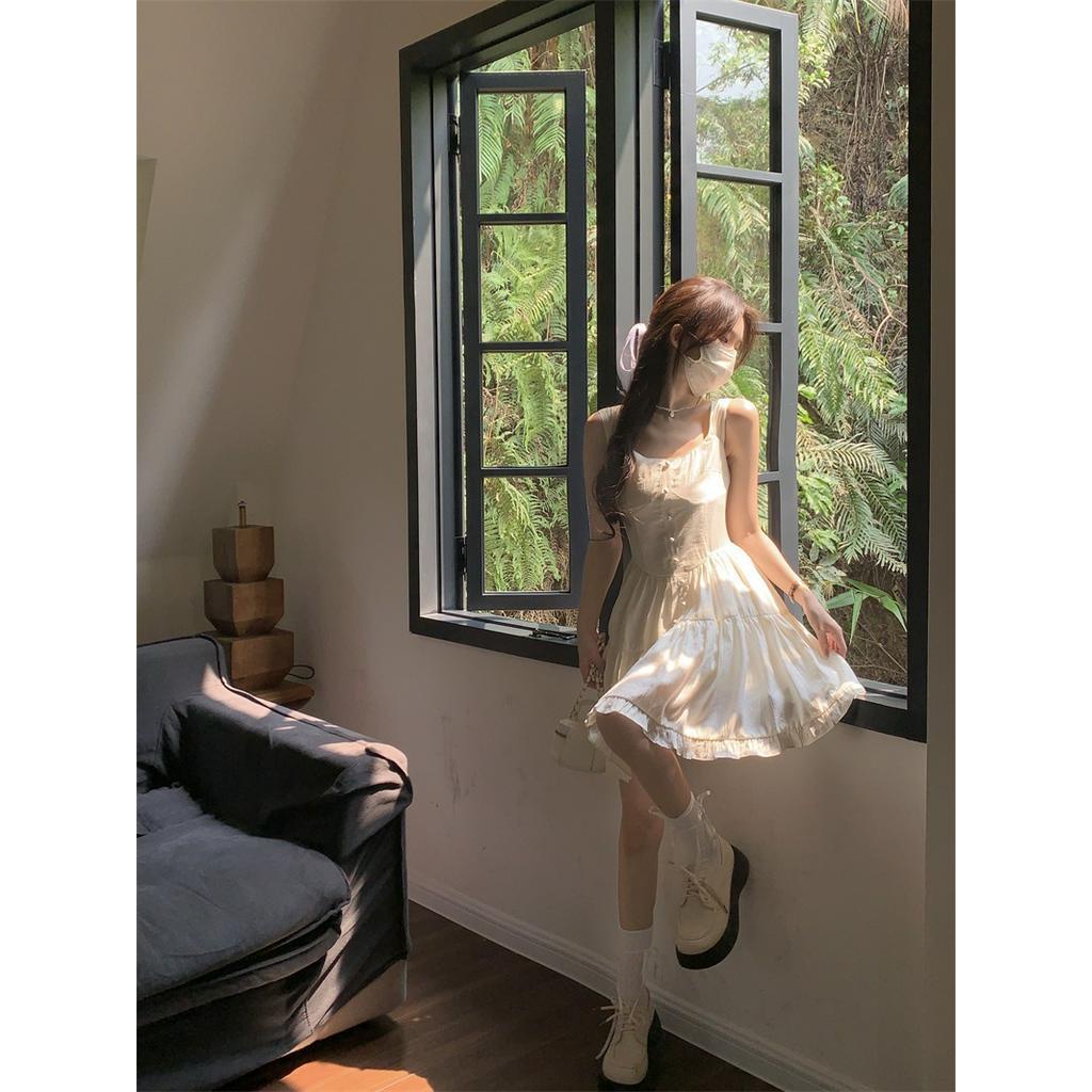 Đầm Hai Dây Dáng Chữ A Ôm Eo Thời Trang Cho Nữ