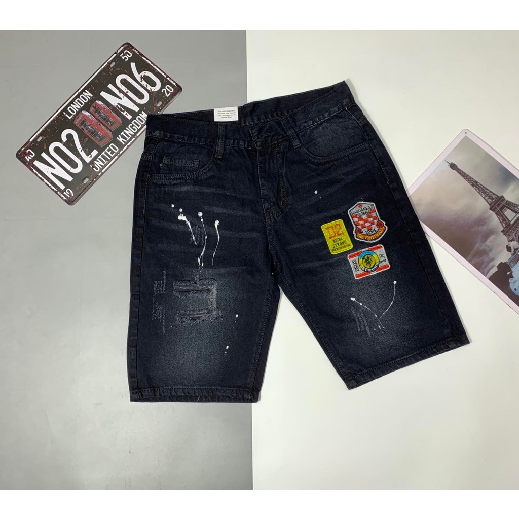 Quần short jean nam, quần sọt jean Dabass thêu logo vẩy sơn mang lại cảm giác thoải mái khi mặc