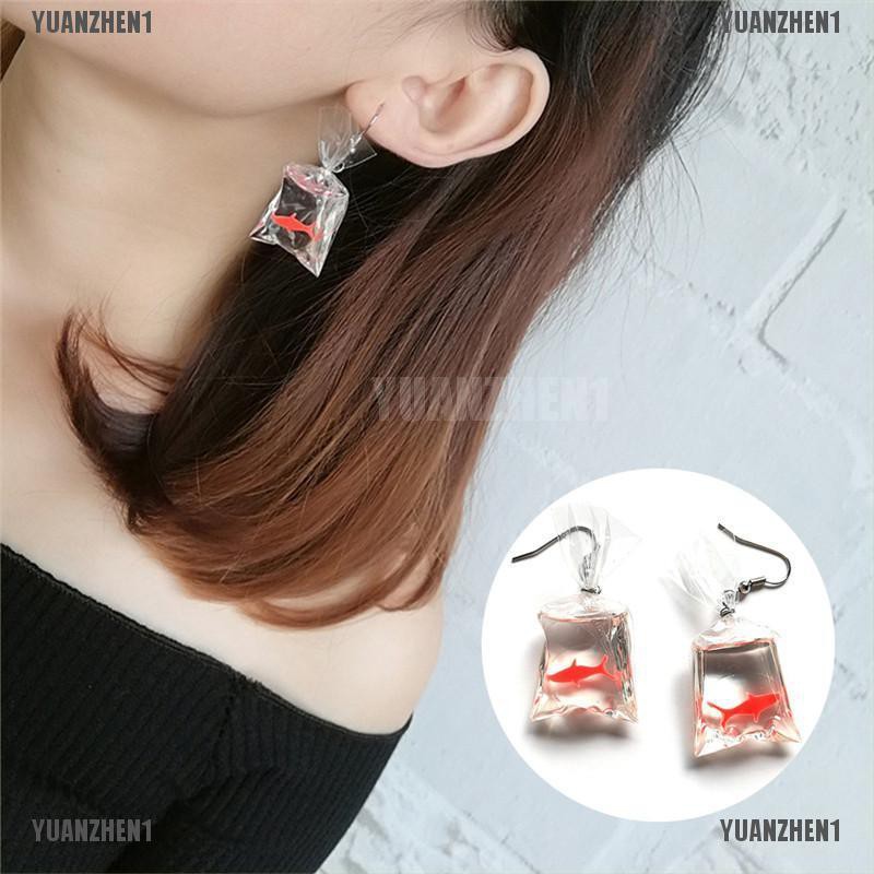 [YUANZHEN1] Khuyên Tai Móc Túi Nước Cá Thủ Công