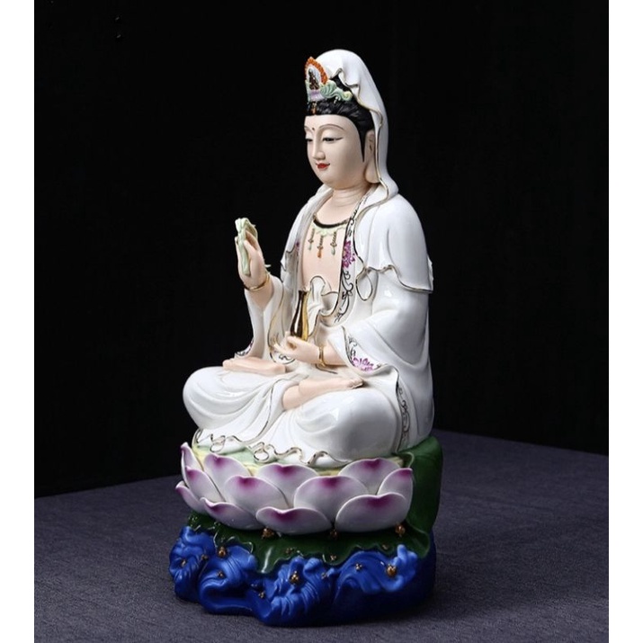 Tượng Phật Quan Âm Bồ Tát Bằng Gốm Cao 30cm