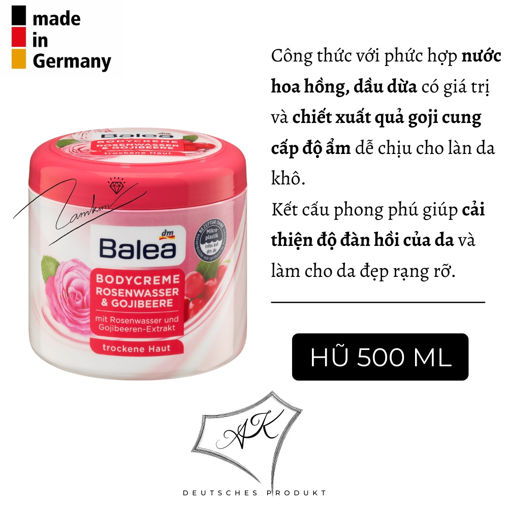 [ Hàng Đức ] Kem dưỡng thể,body lotion Balea nội địa Đức, trắng da, mùi thơm mát